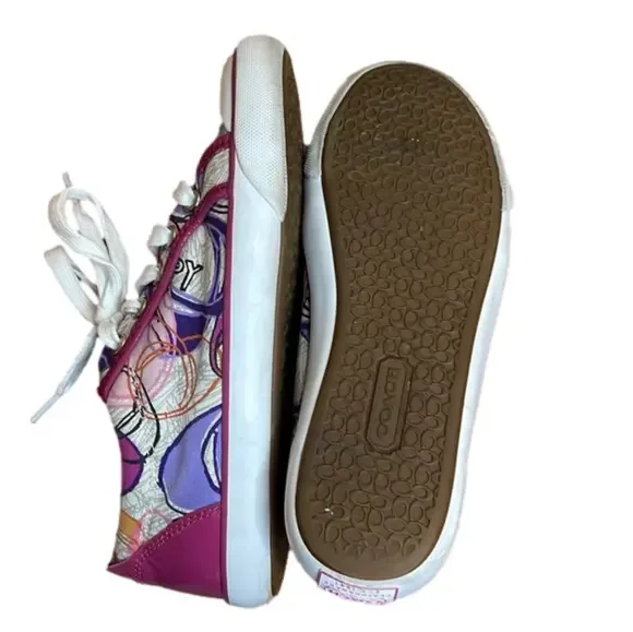 Coach Poppy Barrett sneakers - purple patent leather & cloth - size 6.5 - Picture 4 of 6